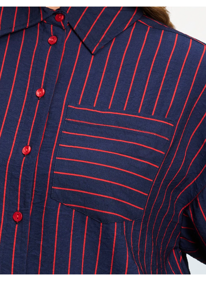 BLOUSE Beau Twill Striped Blue Pom Amsterdam