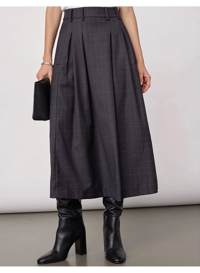 EloraCC Check Pleat Skirt Dark Grey Co'Couture