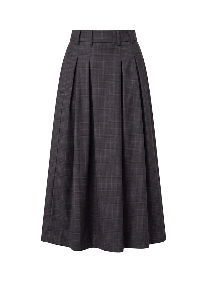 EloraCC Check Pleat Skirt Dark Grey Co'Couture