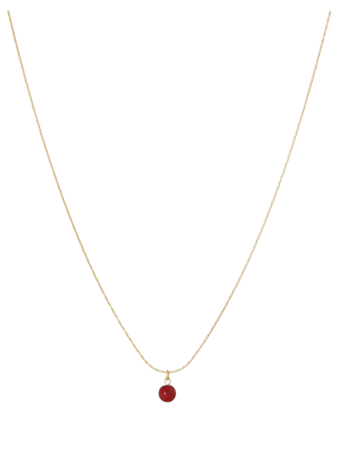 Fijn kettinkje met gemstone balletje bordeaux Ellen Beekmans