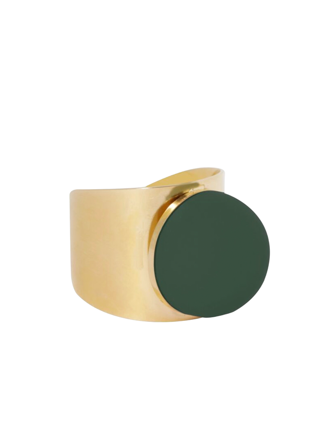 Gladde ring met ronde gemstone / petrol groen Ellen Beekmans