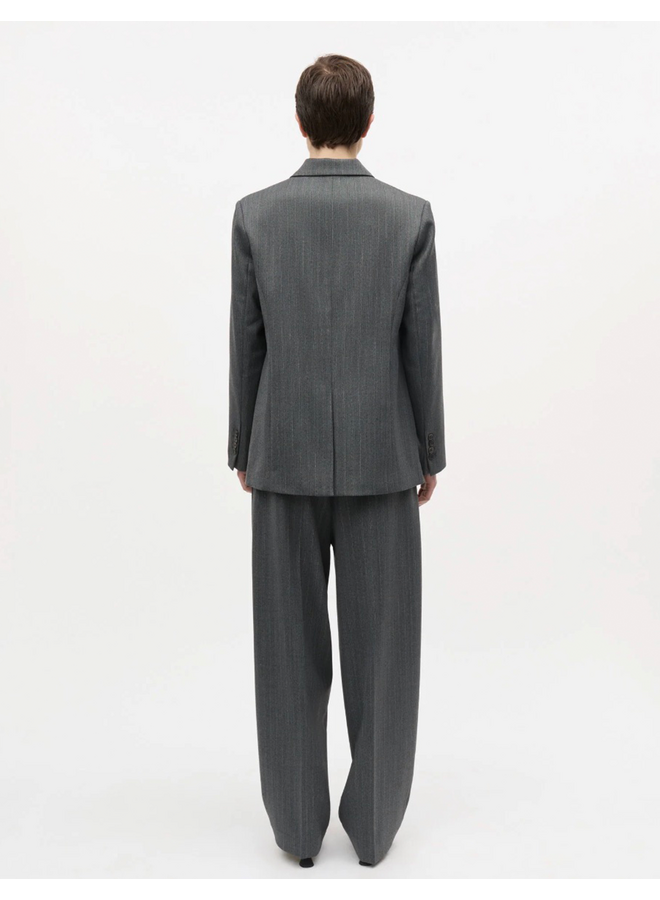 Herringbone Pin Less Blazer Dark Grey Mads Norgaard