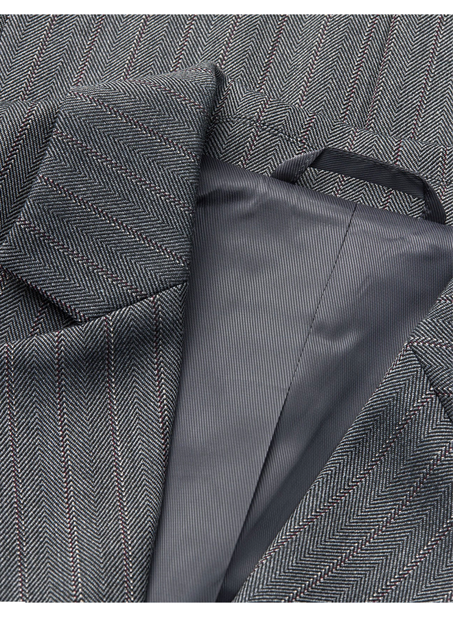 Herringbone Pin Less Blazer Dark Grey Mads Norgaard