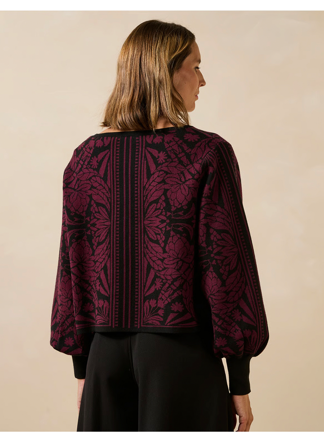 FM-PU-GAMBIE Pullover Noir/ Aubergine La Fee Maraboutee