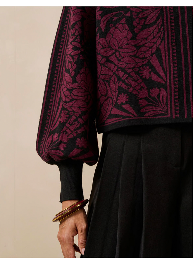 FM-PU-GAMBIE Pullover Noir/ Aubergine La Fee Maraboutee
