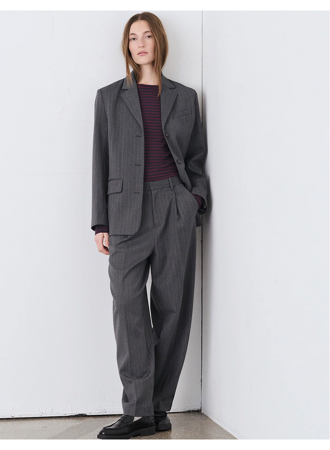 Herringbone Pin Maria Pants Dark Grey Mads Norgaard