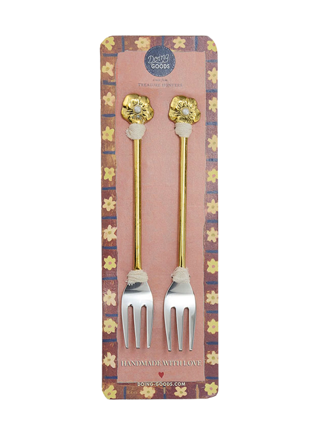 Zoey Flower Cake Fork Set Doing Goods