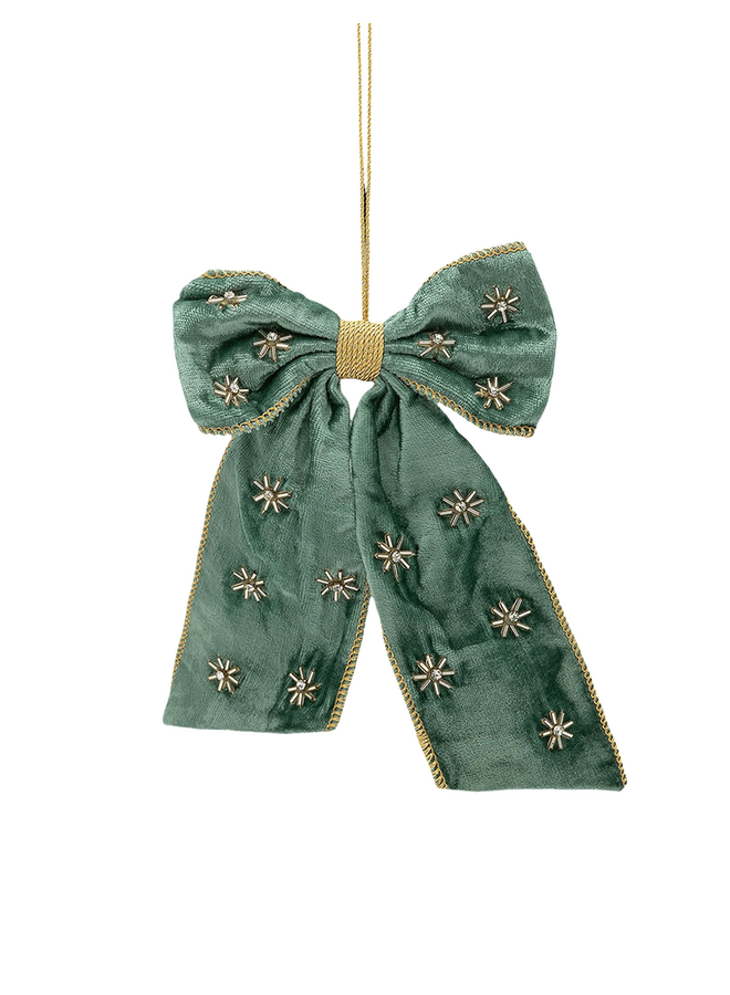 Beaded Verdant Luxe Bow Ornament Anna+Nina