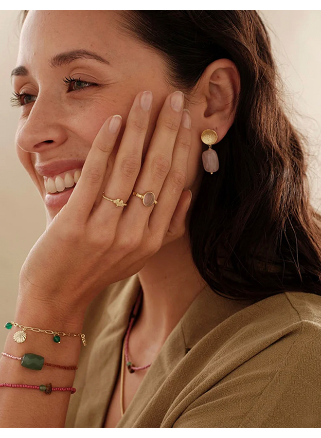Ease Roze Quartz Earrings Gold Plated A Beautiful Story