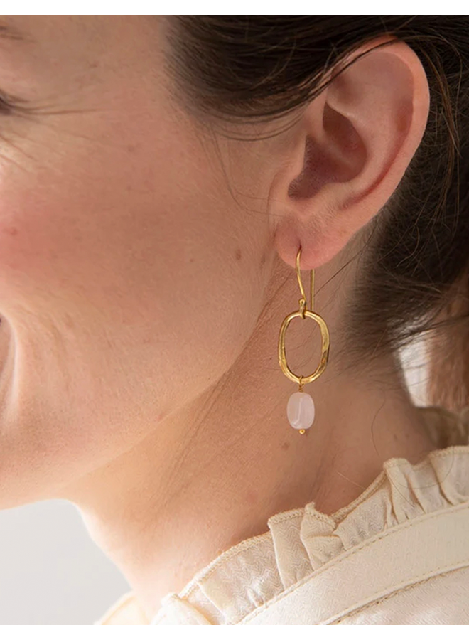 Graceful Rose Quartz Gold Earrings A Beautiful Story