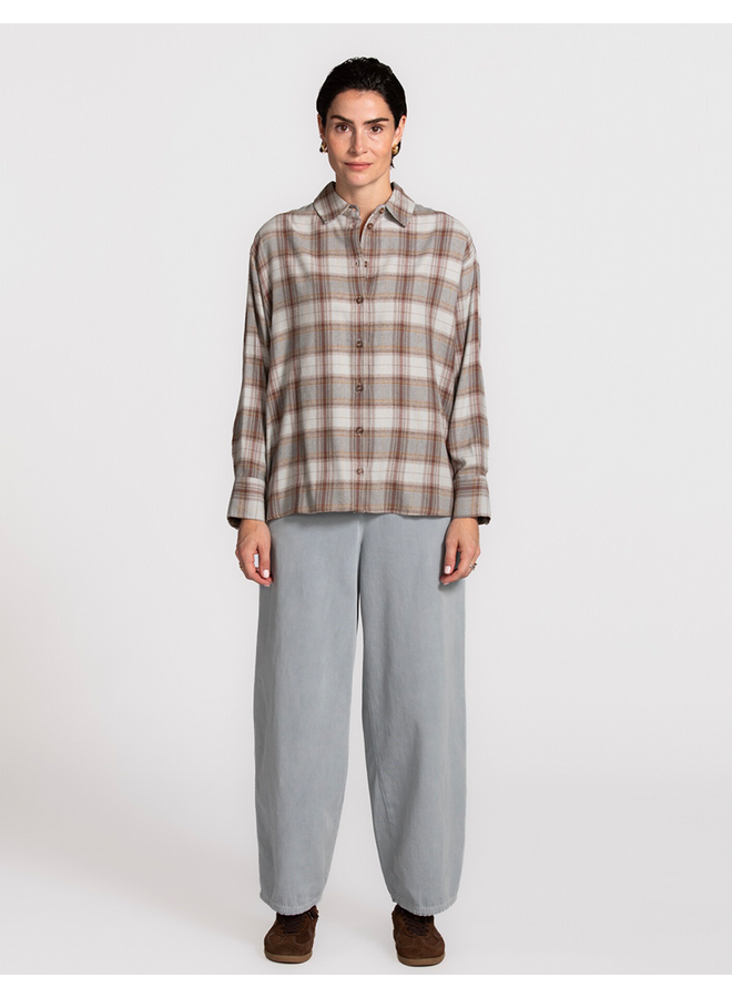 Les Soeurs geruite hemd Loren Light Blue