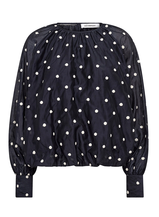 DitaCC Dot LS Balloon Blouse Navy Co'Couture