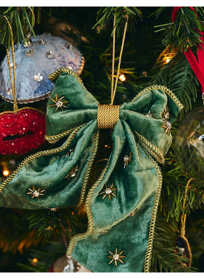 Beaded Verdant Luxe Bow Ornament Anna+Nina