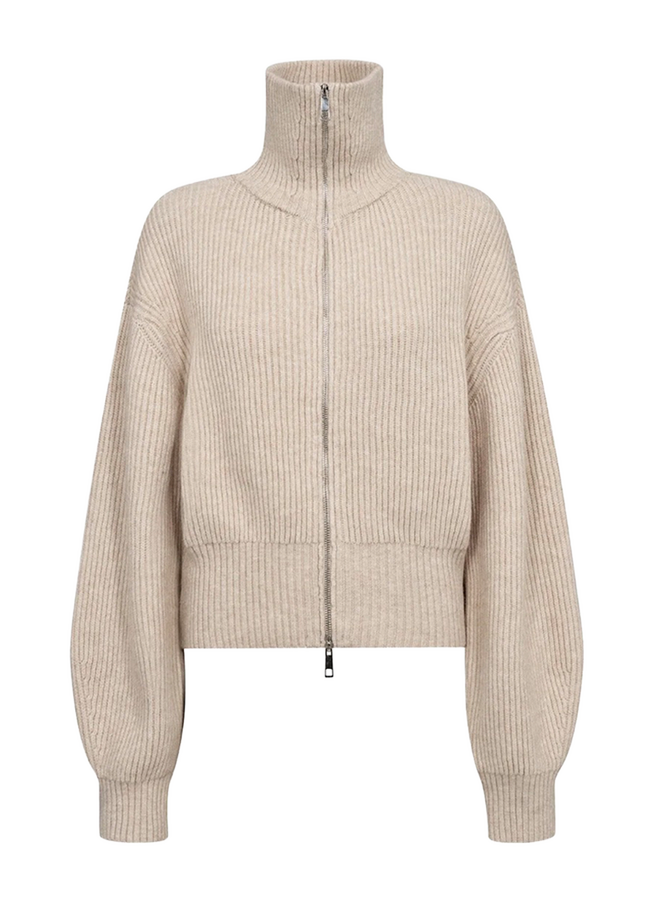 RowCC Zip Knit Cardigan Creme Co'Couture