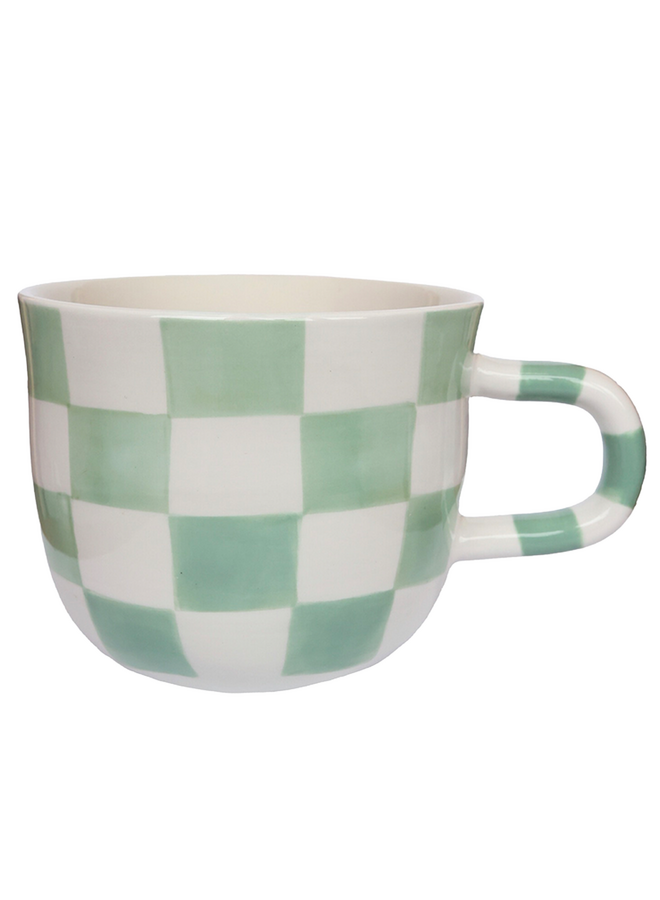 Mug Checkerboard Pattern Handpainted ATLITW