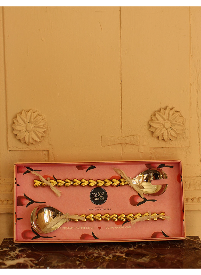 Holly Heart Salad Server Set in Giftbox Doing Goods
