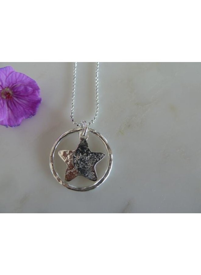 Silver circle & star pendant