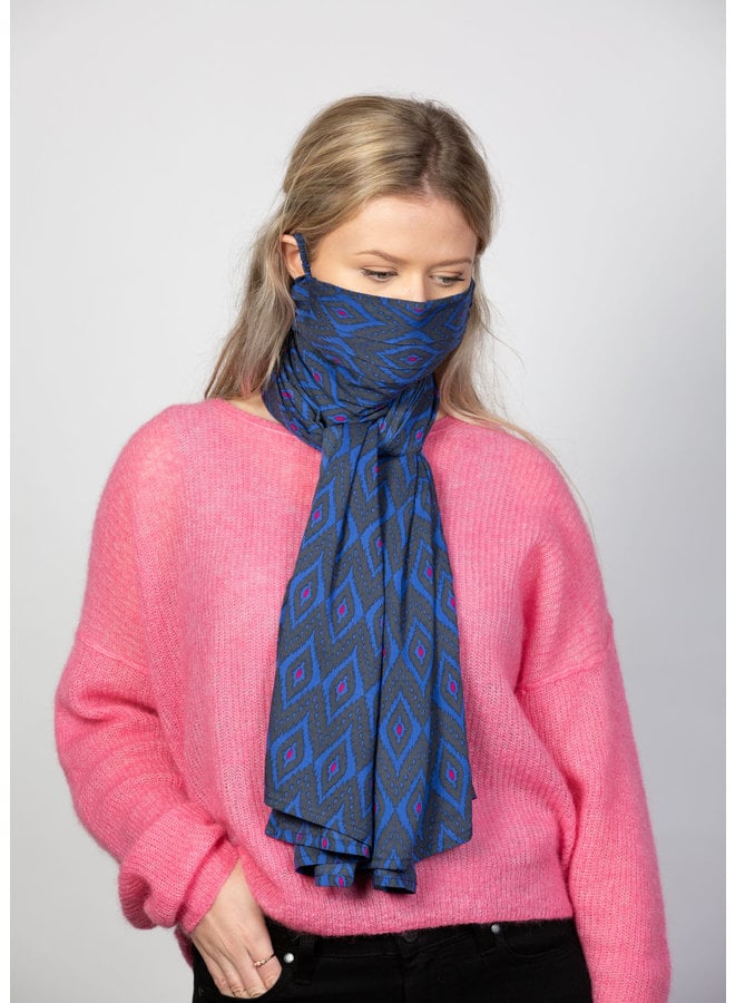 doodiescarf - Ikat grey/blue