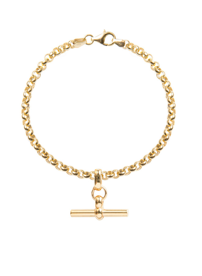 Gold Belcher Bracelet with Gold T-Bar