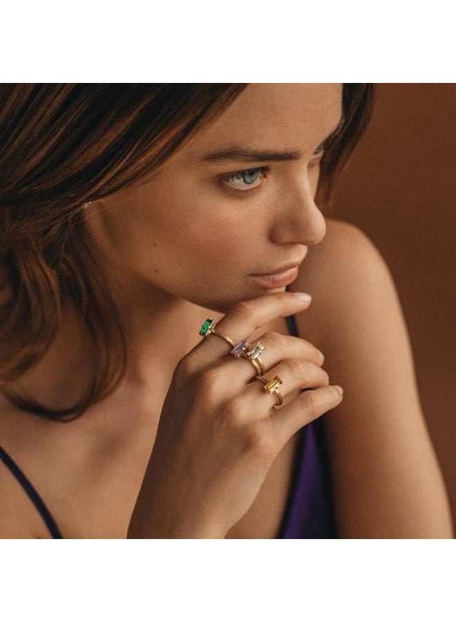Baguette Ring - Gold Emerald