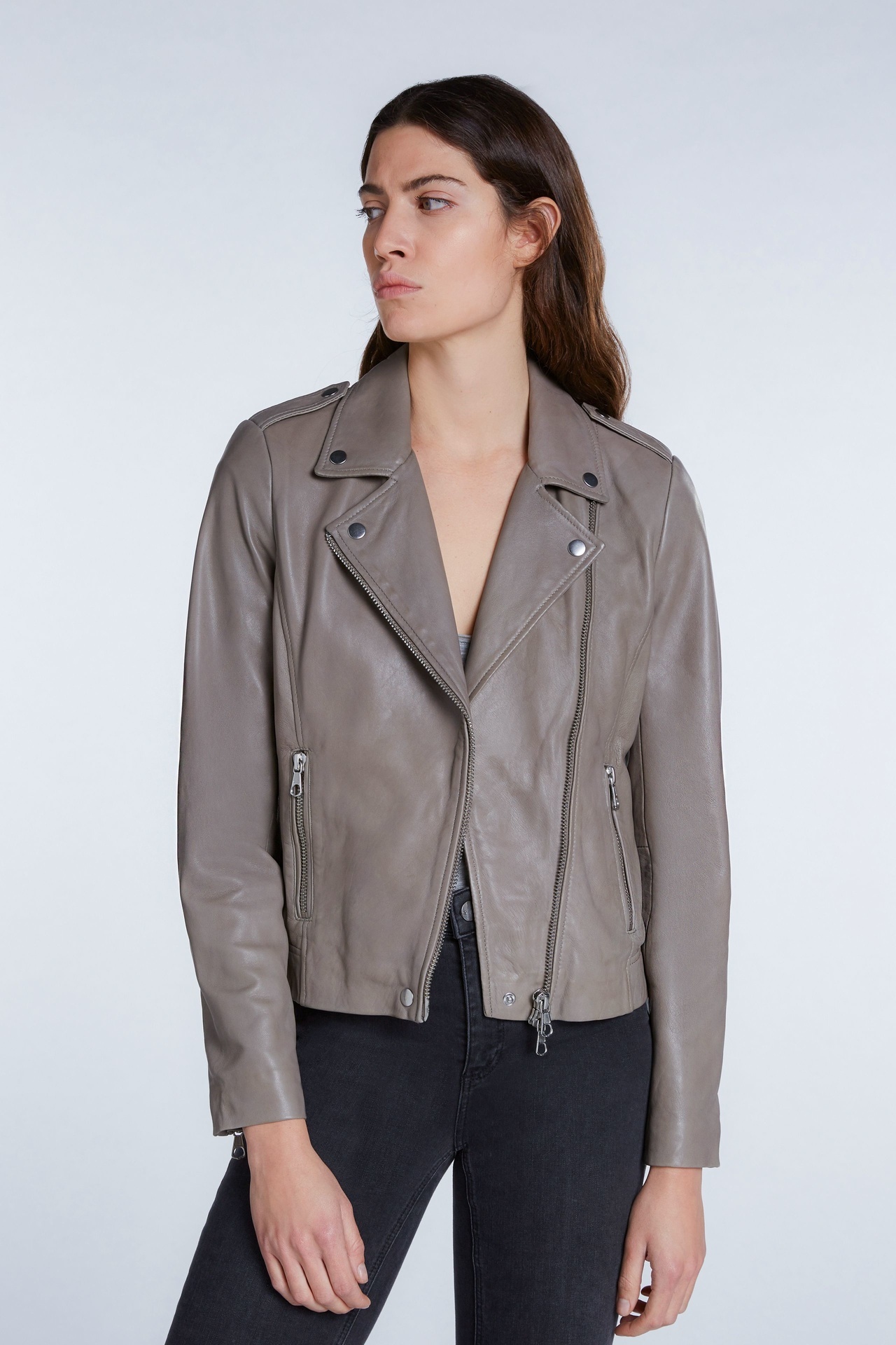 taupe moto jacket