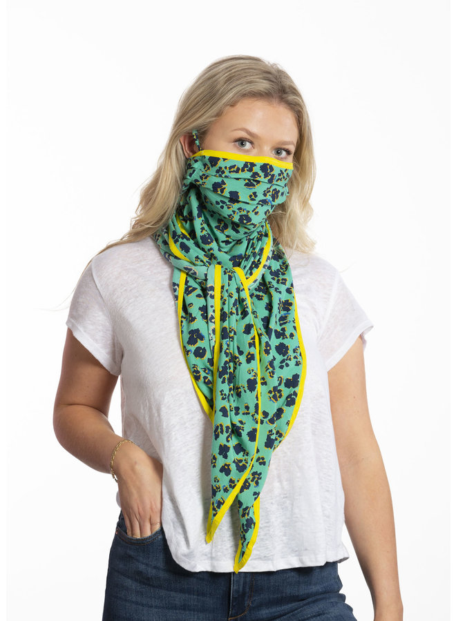 doodiescarf - Floral Leo Print - Green/yellow