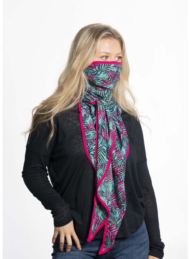 doodiescarf - Palm Print - Turq/Pink