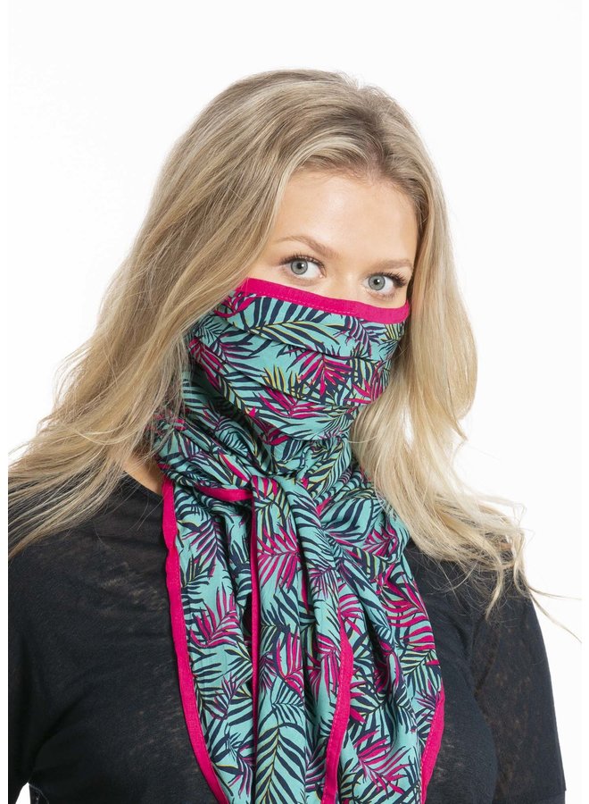 doodiescarf - Palm Print - Turq/Pink