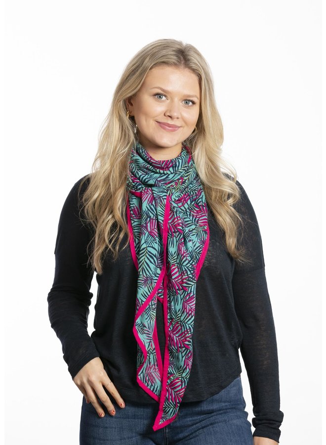 doodiescarf - Palm Print - Turq/Pink