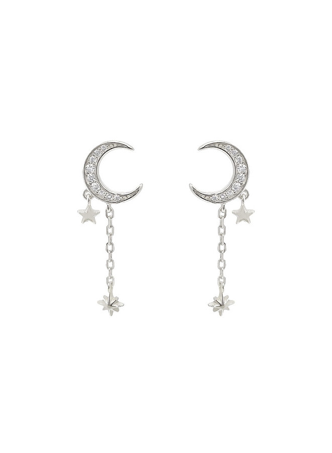 E20315s Moon Drop Earrings - Silver