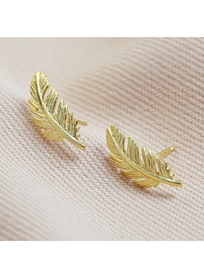14562 Gold Feather Earrings