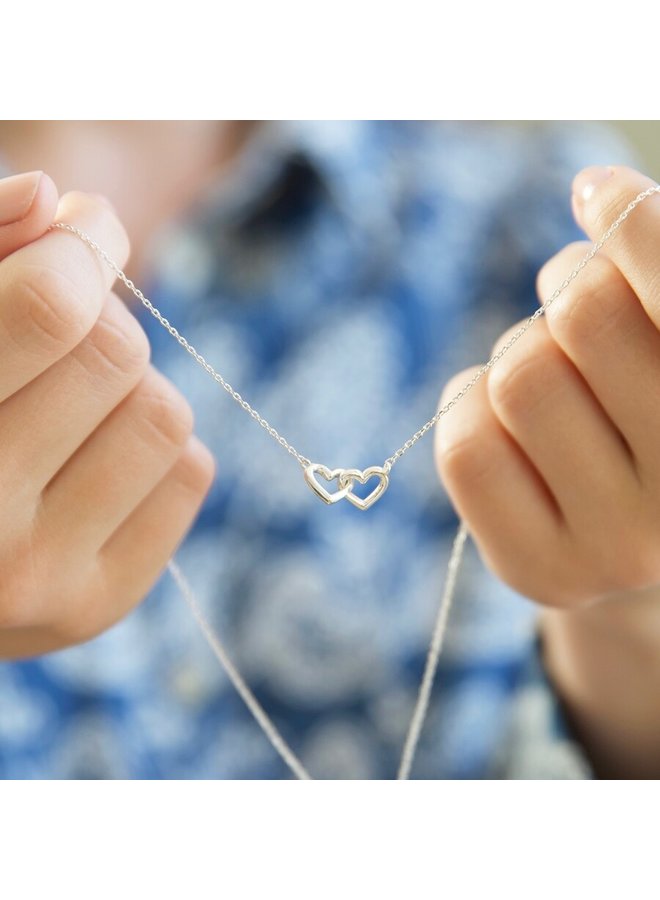 Interlocking Hearts Necklace - Silver