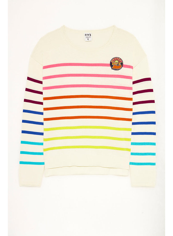 Multi Stripe Pullover- Ecru