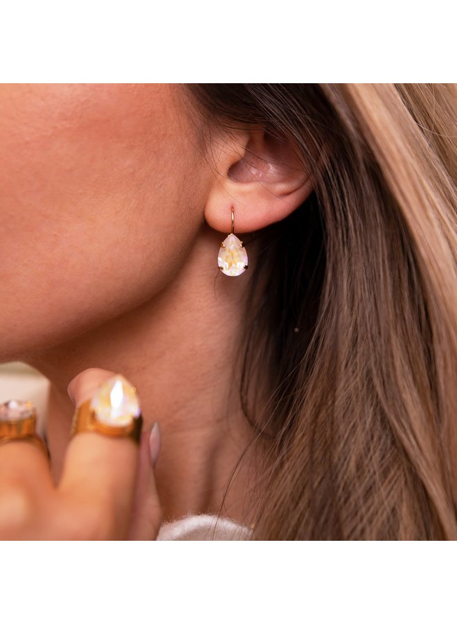 Mini Drop Clasp Earrings - Gold Ivory Cream Delite