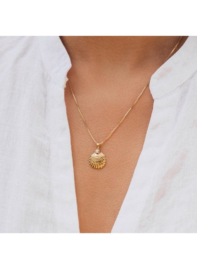 Shell Necklace - Gold Crystal