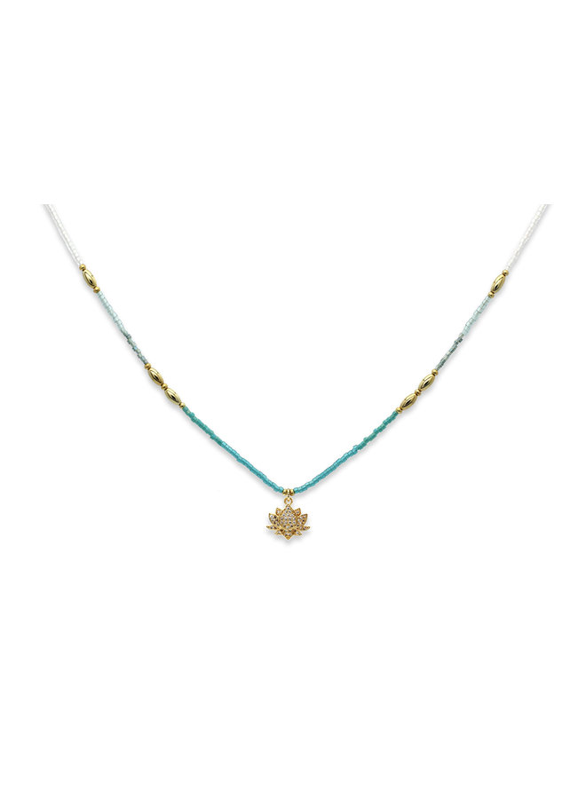 Gaea Lotus Flower Pendant Gold Necklace