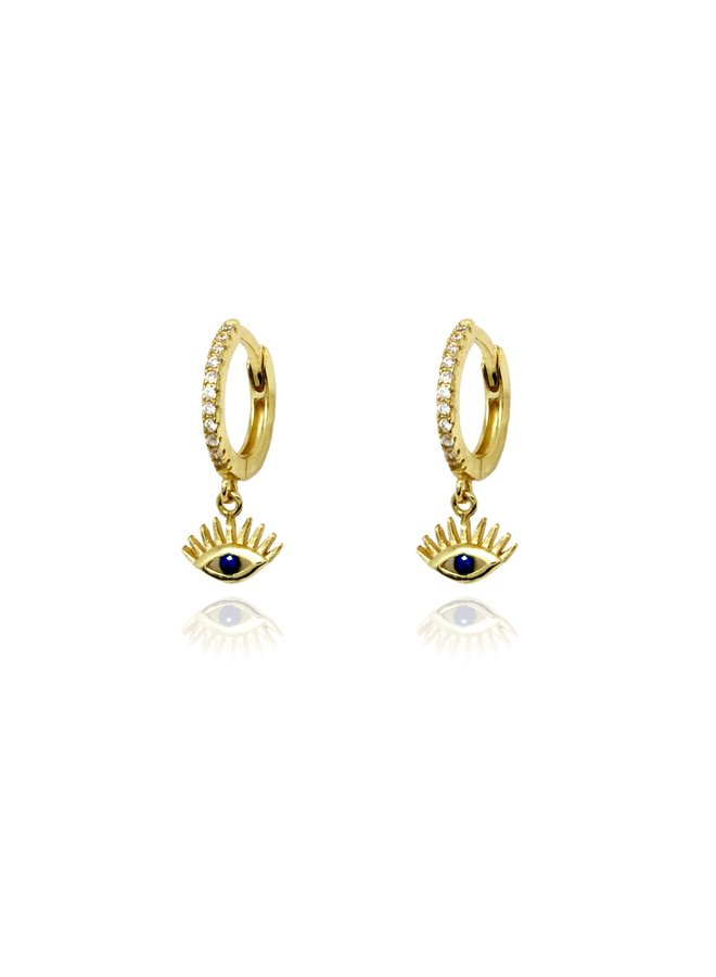 Effy Evil Eye Hoop Gold Sapphire CZ