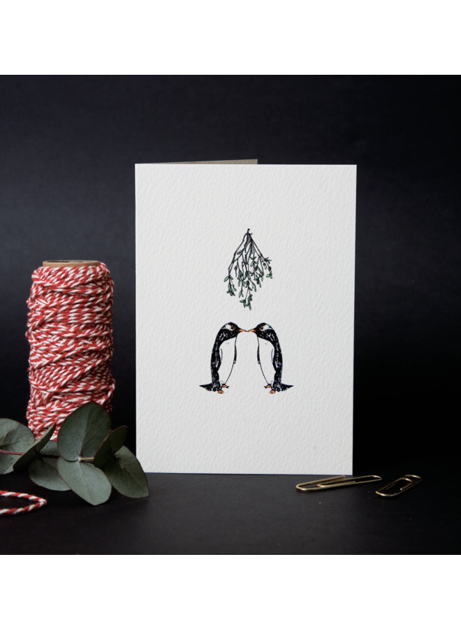 Penguin Mistletoe Card