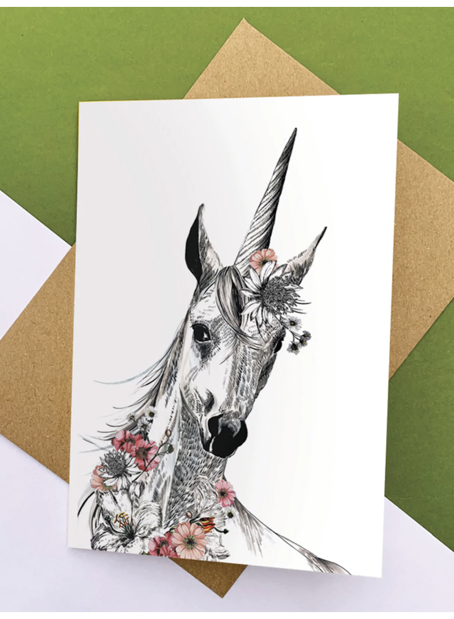 Unicorn with Flowers Card