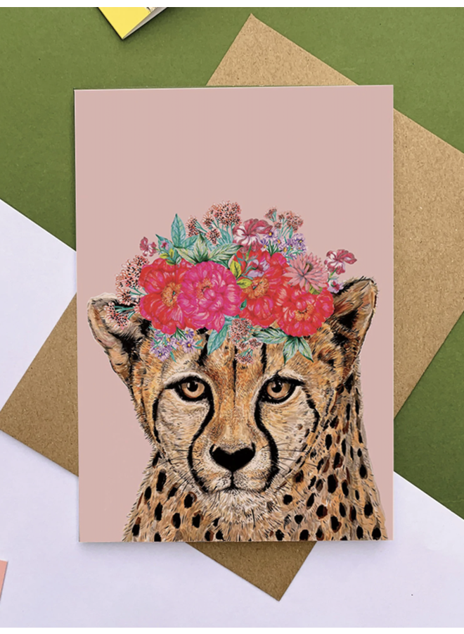 Cheetah Floral Card