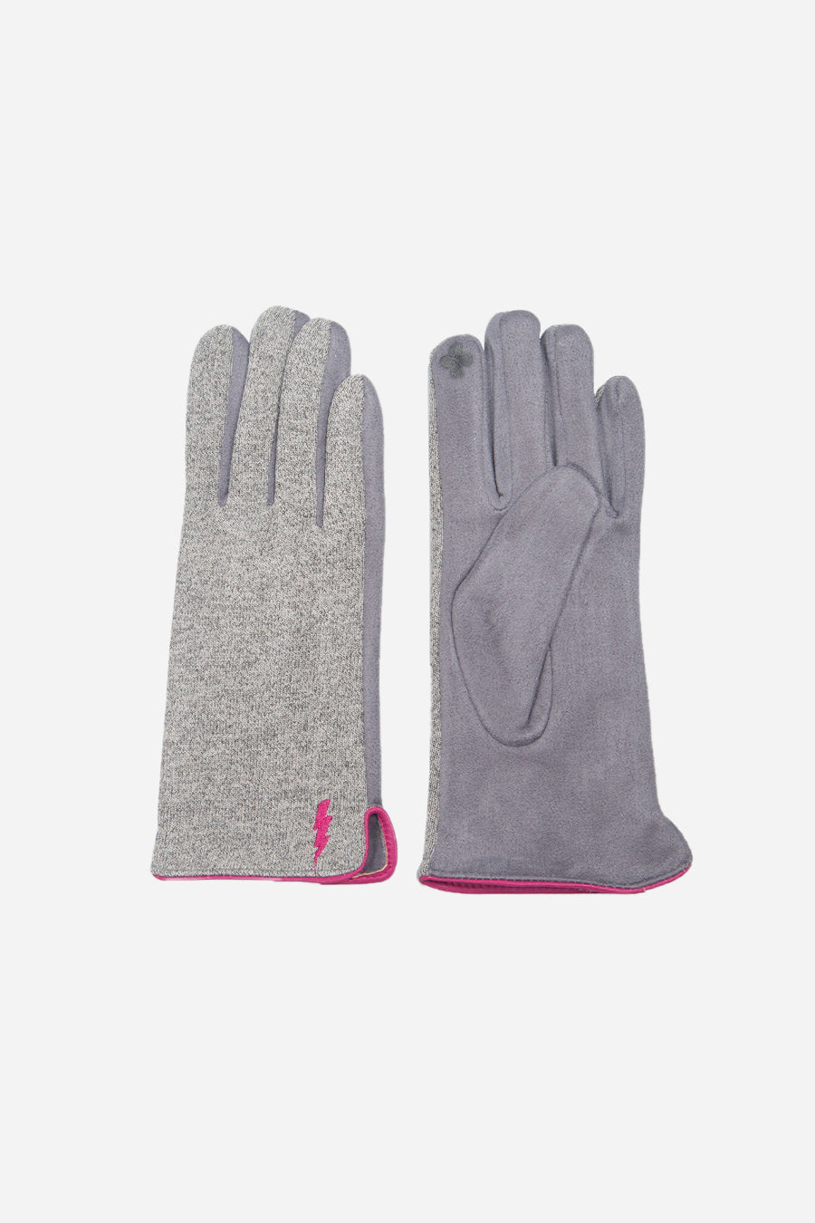 Lightning Bolt Trim Detail Gloves - Light Grey Fuchsia | Doodie Stark -  Doodie Stark