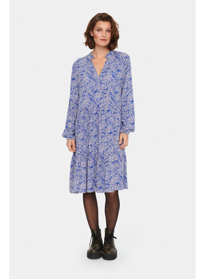 Eda LS Dress - Surf Blue Peacock Stroke