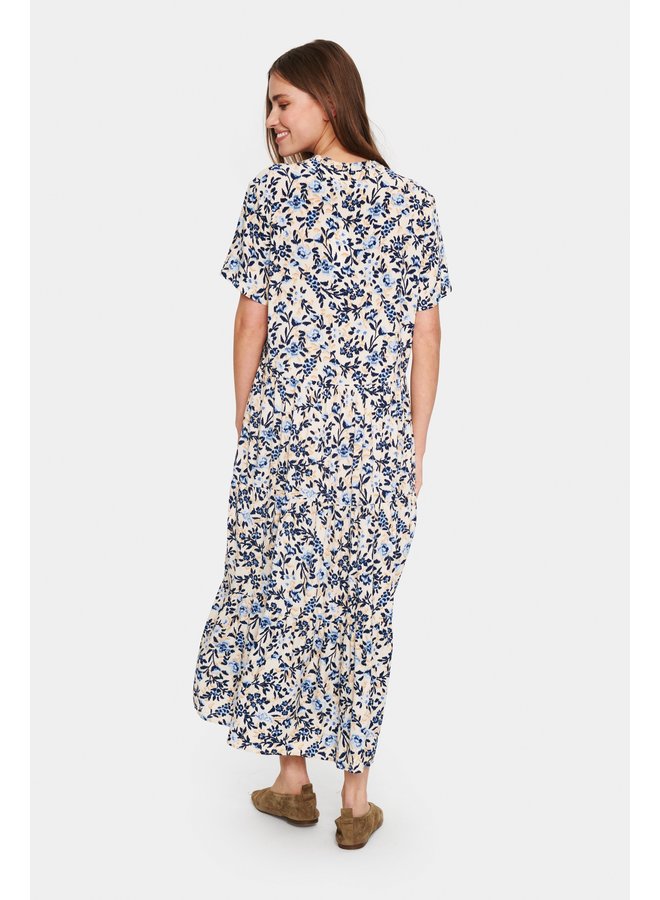 Eda SS Maxi Dress - Creme Backyard Floral