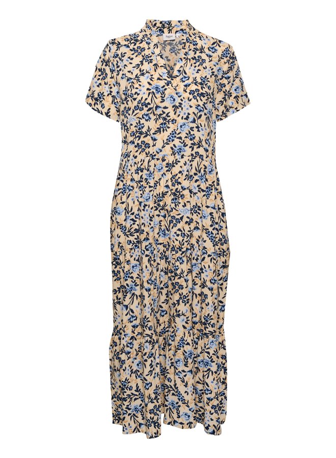 Eda SS Maxi Dress - Creme Backyard Floral