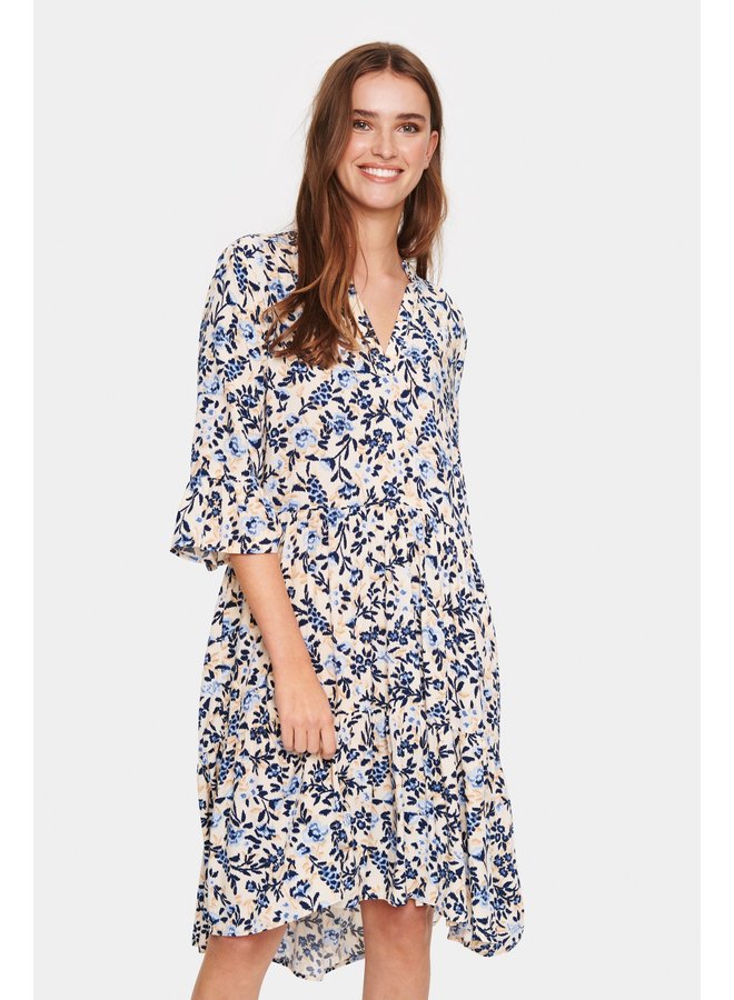 Eda Dress - Creme Backyard Floral