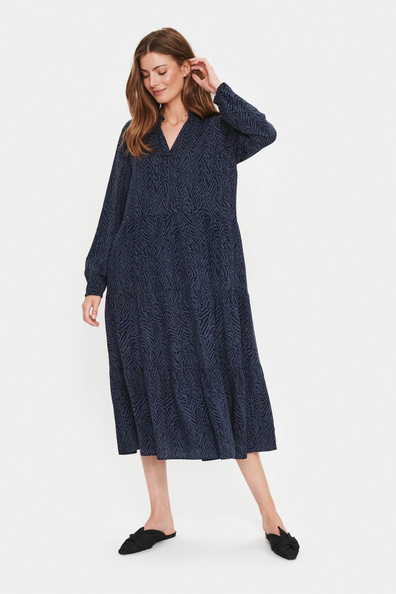 Eda Maxi Dress - Ombre Zig | Doodie Stark Blue - Stark Zebra Doodie