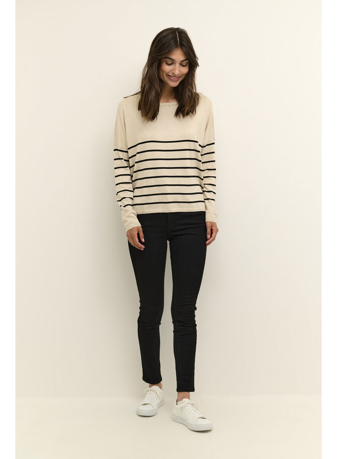 Annemarie Striped Pullover - Oyster Grey