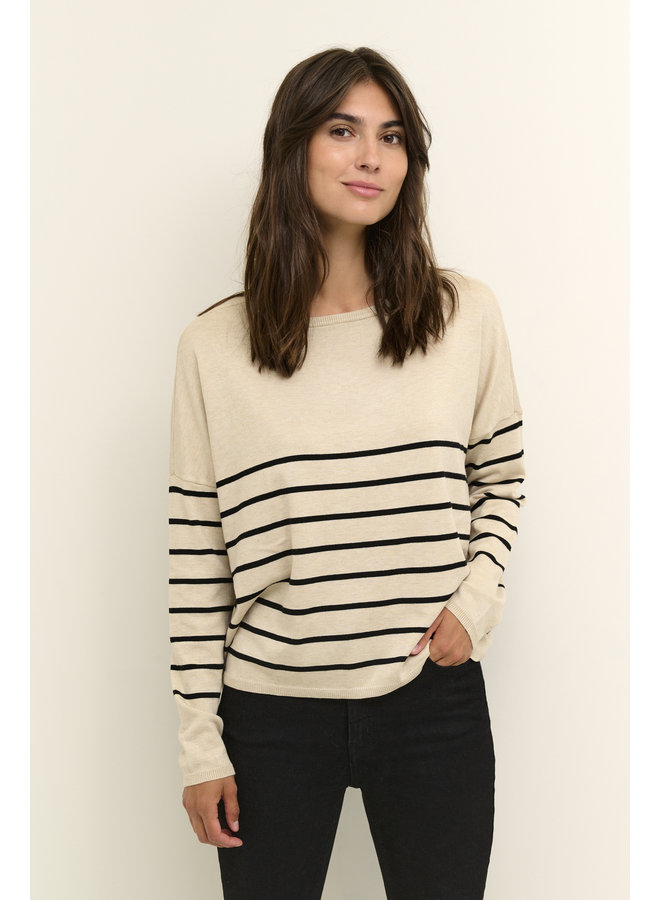 Annemarie Striped Pullover - Oyster Grey