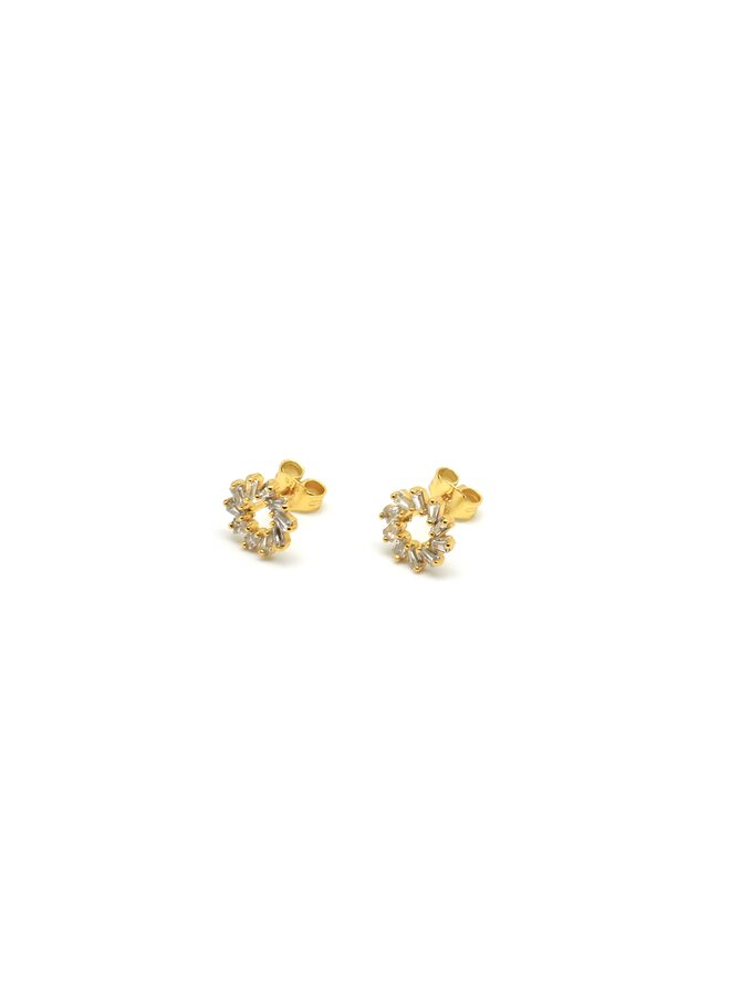 Maeve Hollow CZ Stud Earrings - Gold