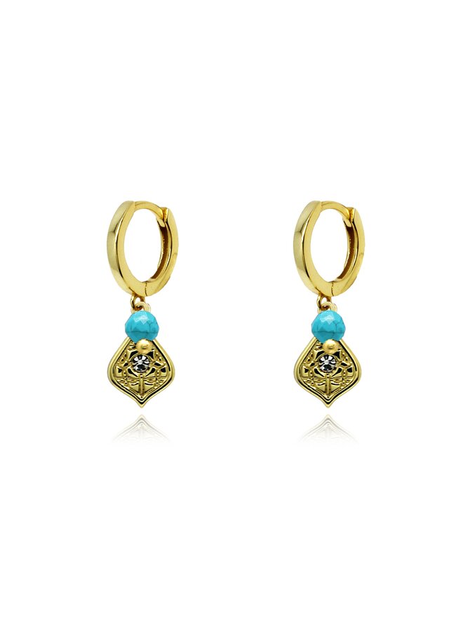 Betty Hoop Gemstone Earring - Turquoise/Gold
